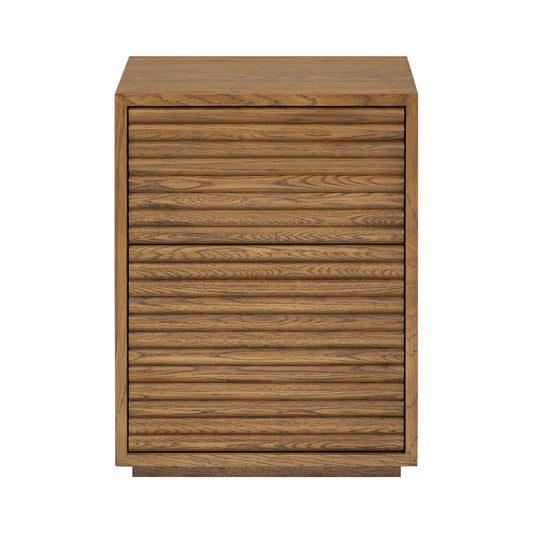 Charlton Walnut Bedside | 2 Drawers & Ribbed Panels