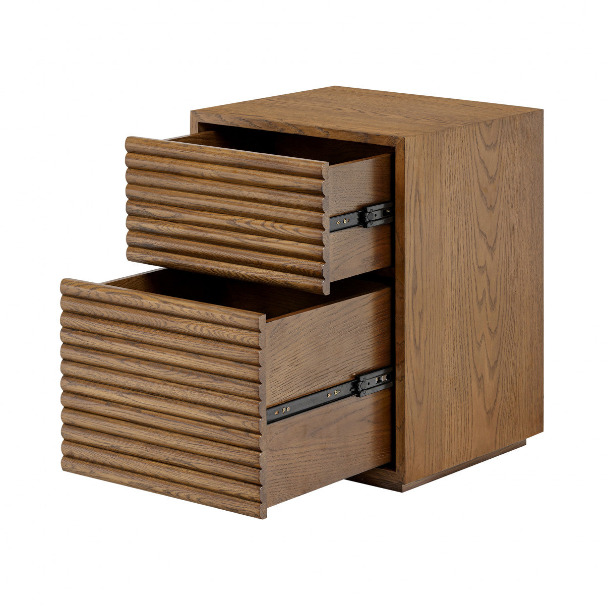 Charlton Walnut Bedside | 2 Drawers & Ribbed Panels