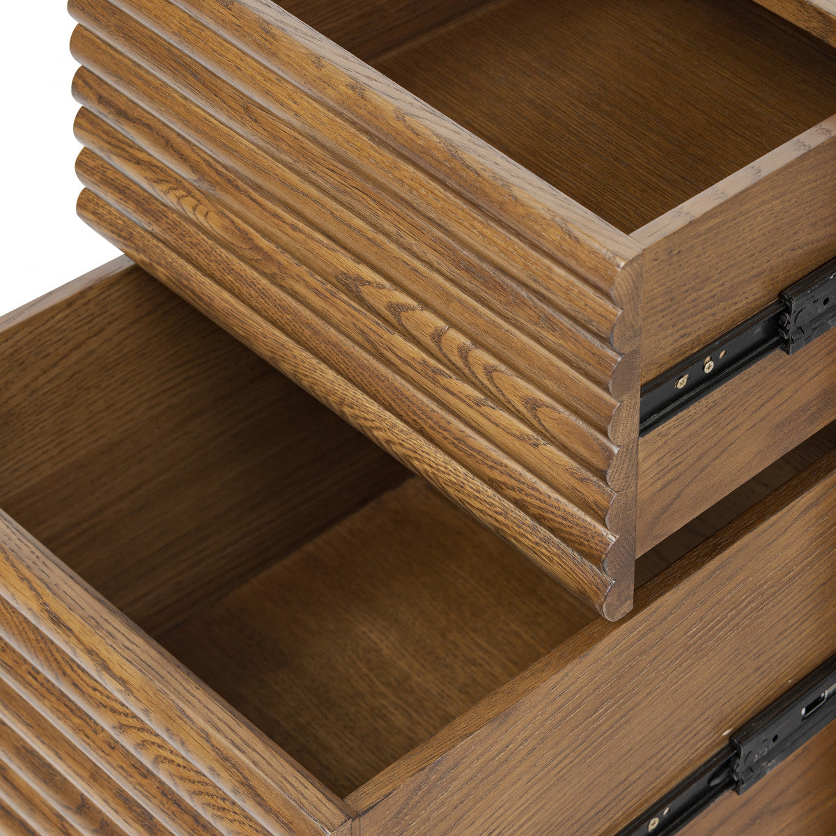 Charlton Walnut Bedside | 2 Drawers & Ribbed Panels