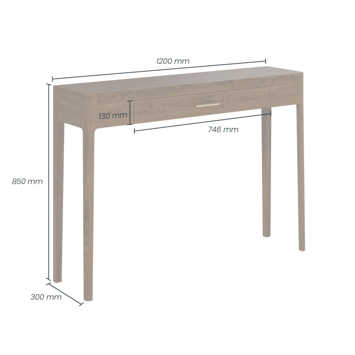 Abberley Brown Console Table | Solid Oak & Bronze Handle