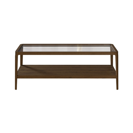 Abberley Brown Coffee Table with Glass Top & Shelf