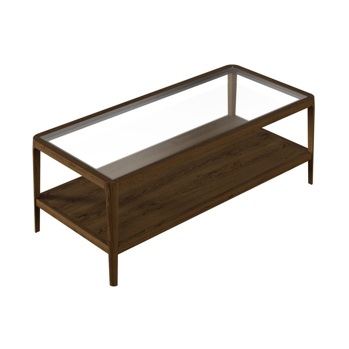 Abberley Brown Coffee Table with Glass Top & Shelf