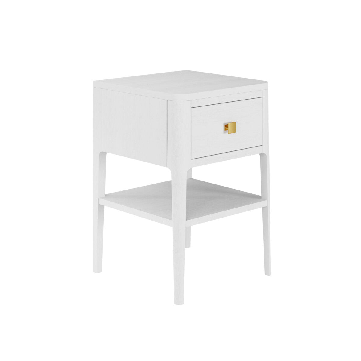 Abberley White Bedside Table | 1 Drawer, Shelf & Gold Handle