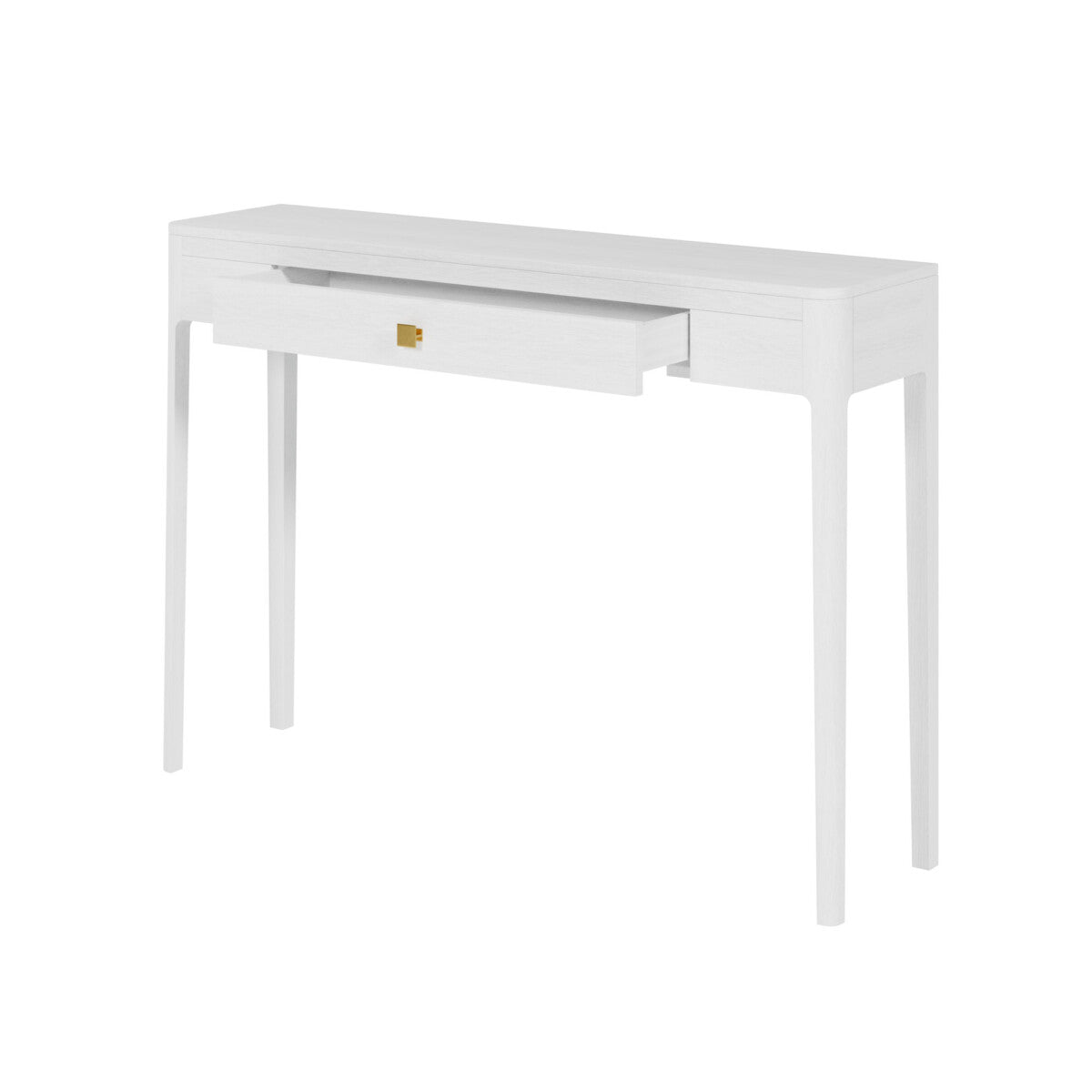 Abberley White Console Table | Solid Oak & Gold Handle
