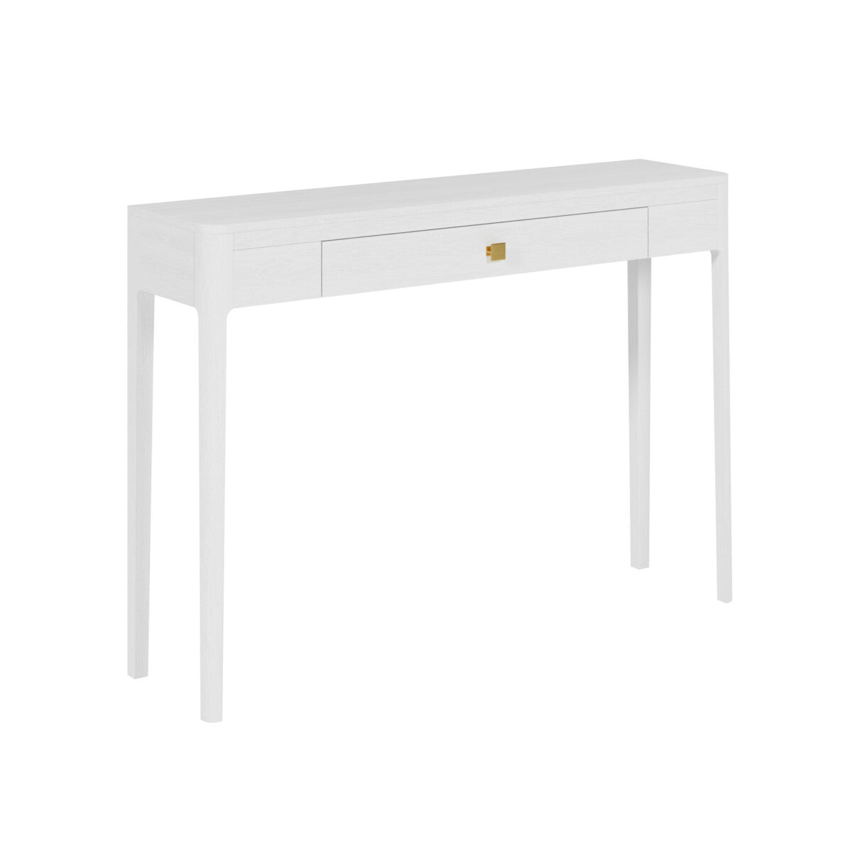 Abberley White Console Table | Solid Oak & Gold Handle