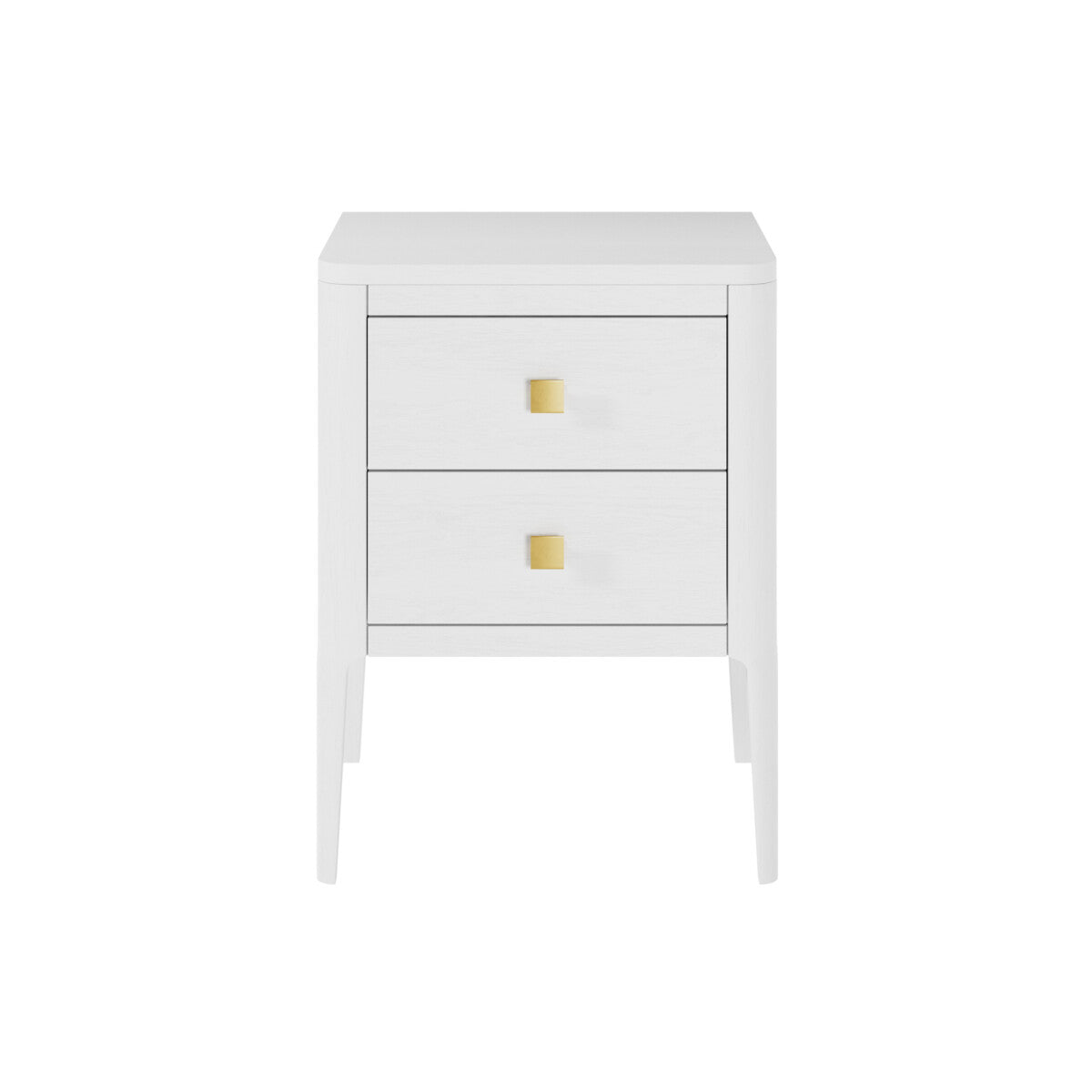Abberley White Bedside Table | 2 Drawers & Gold Handles