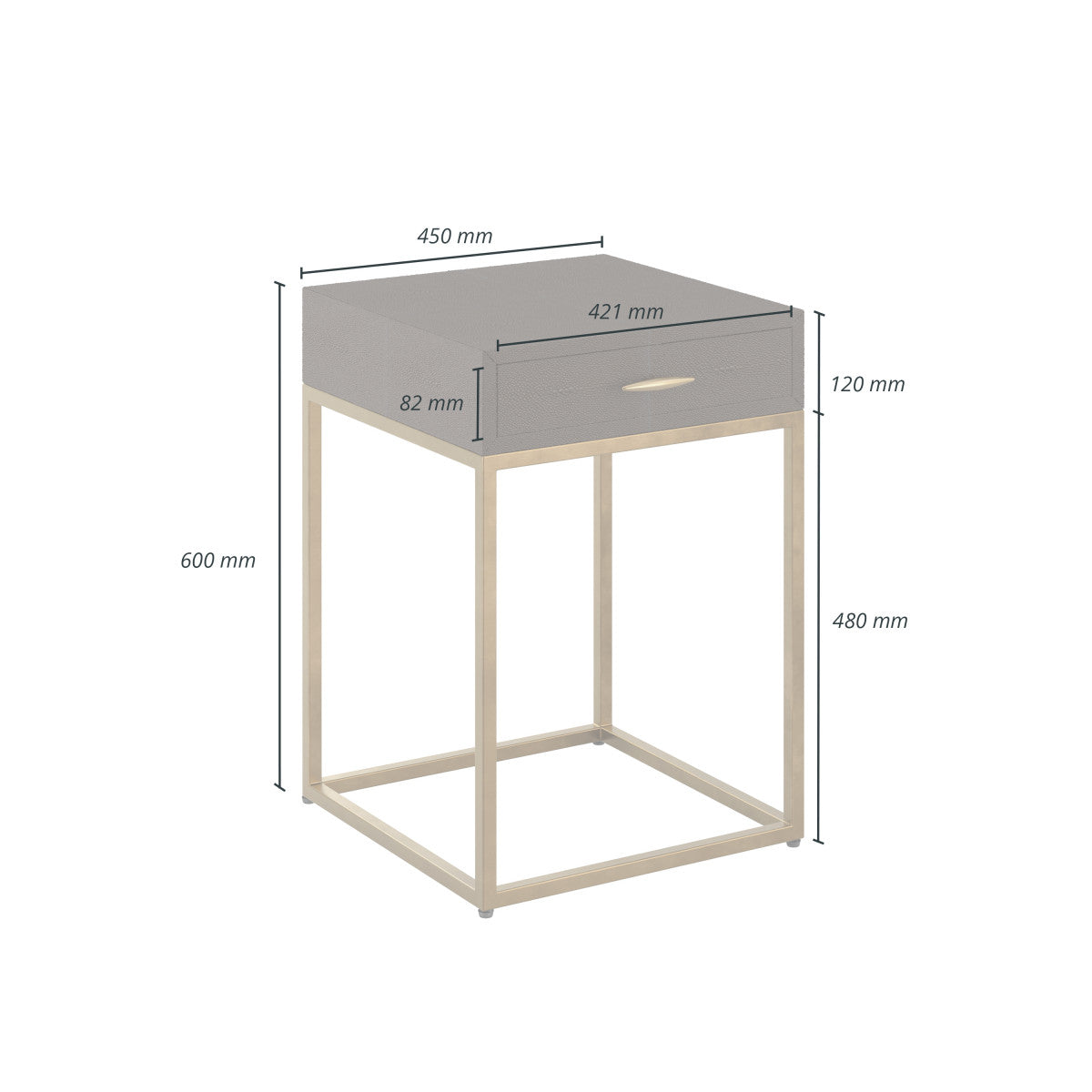 Hampton Bedside Table | Brown Shagreen with Brass Handle