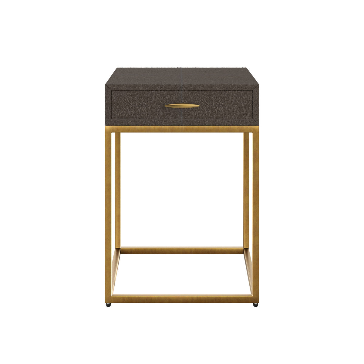 Hampton Bedside Table | Brown Shagreen with Brass Handle