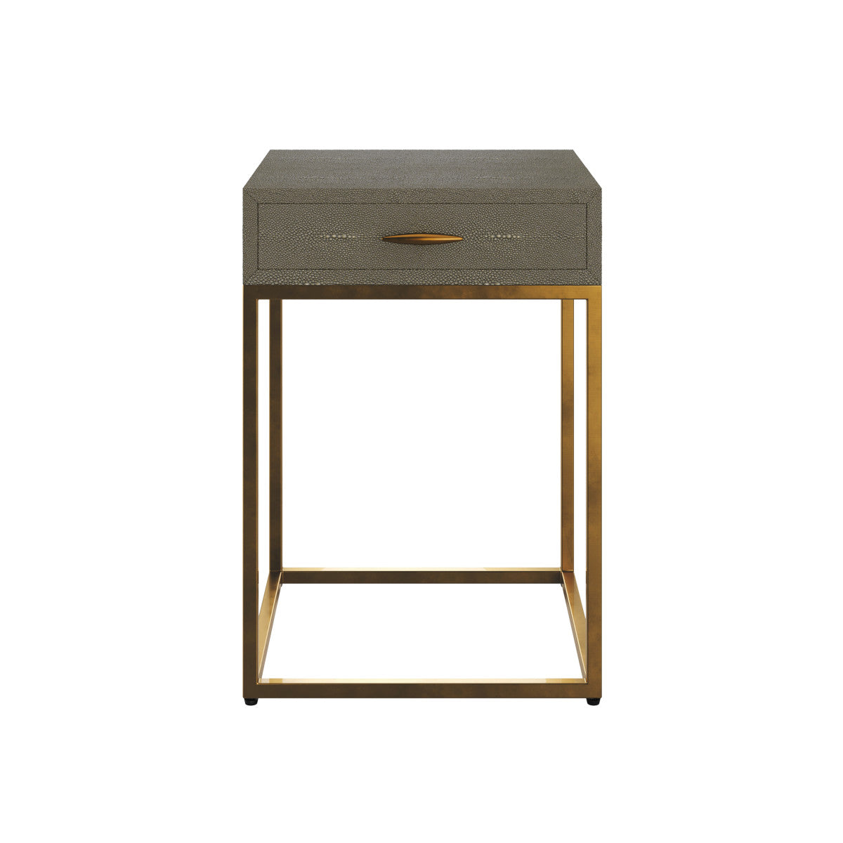Hampton Bedside Table | Grey Shagreen with Brass Handle