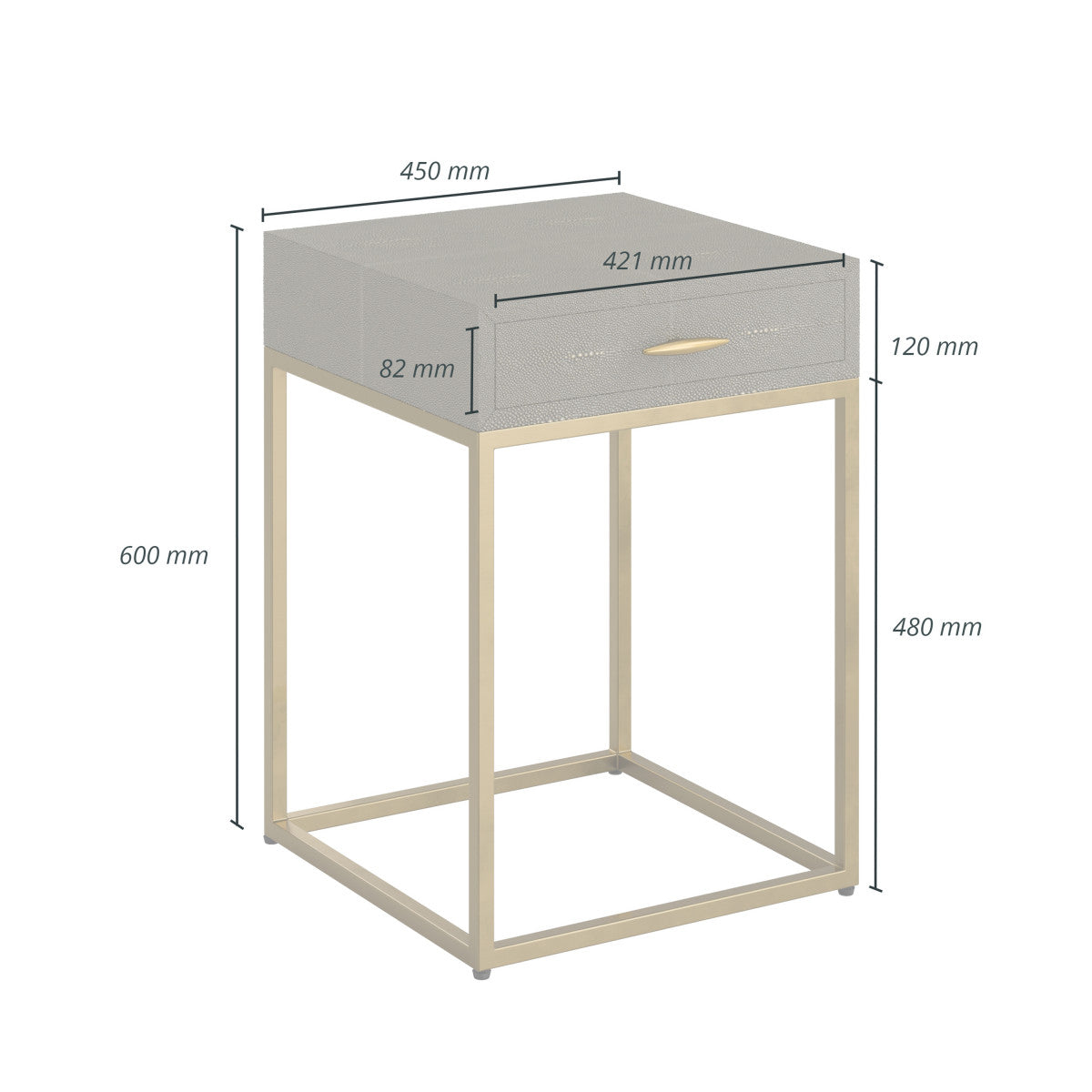 Hampton Bedside | Grey Shagreen - The Elegant Living