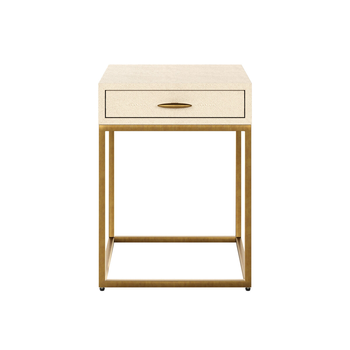 Hampton Bedside Table | Ivory Shagreen with Brass Handle
