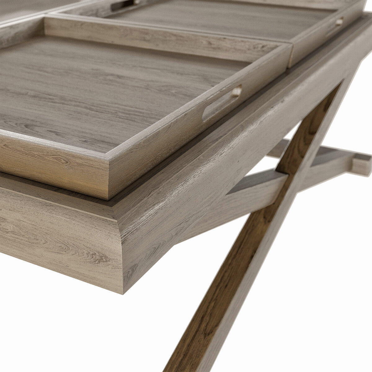Bentley Coffee Table | Grey Aged Oak with Removable Trays