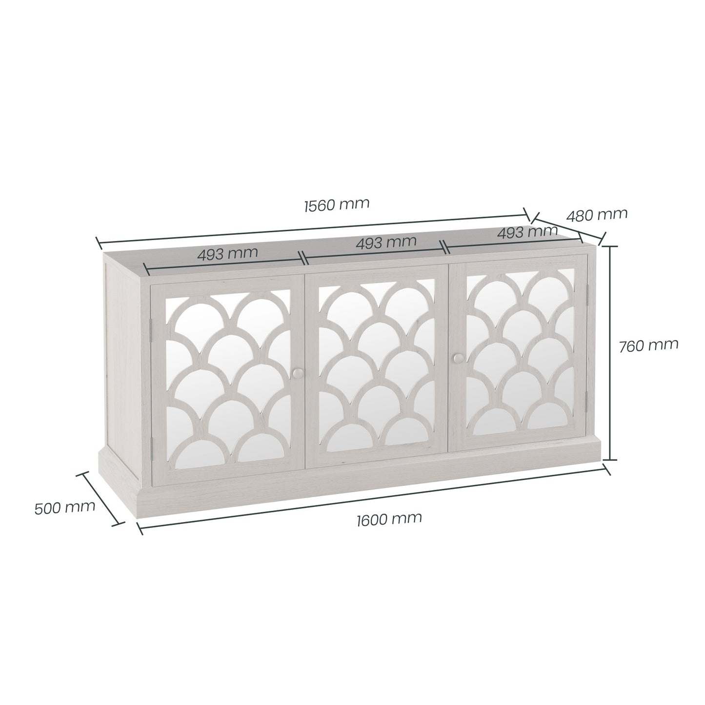 Bentley Sideboard | 3 Mirrored Doors & Grey Aged Oak Finish