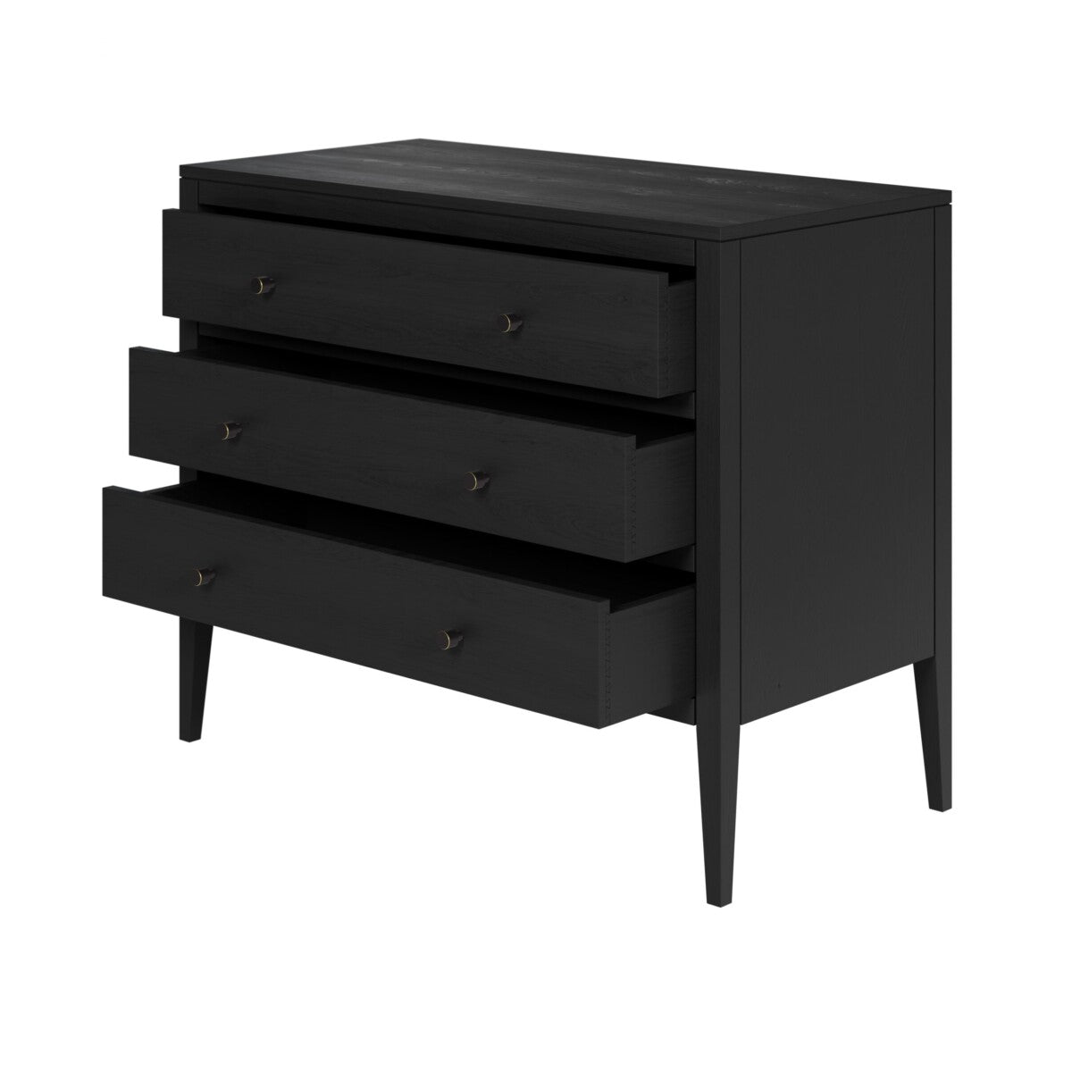 Radford Black Chest of Drawers | 3 Drawers, Solid Oak