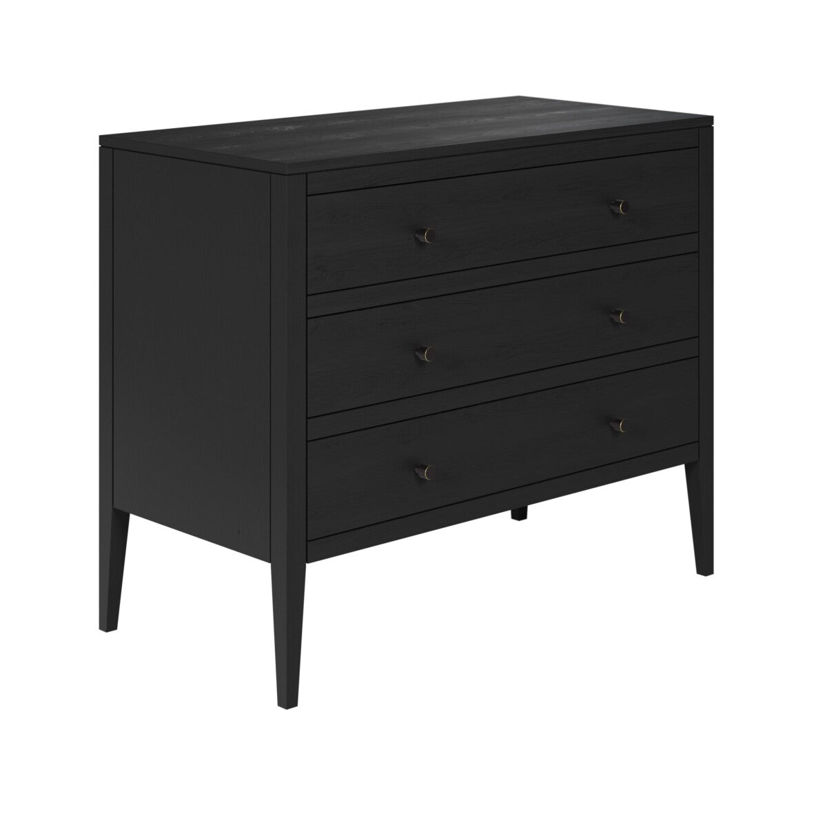 Radford Black Chest of Drawers | 3 Drawers, Solid Oak