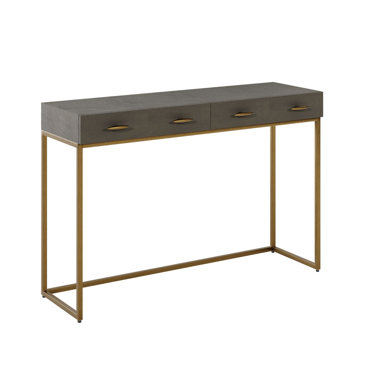 Hampton Console Table | Grey Shagreen with Brass Handles