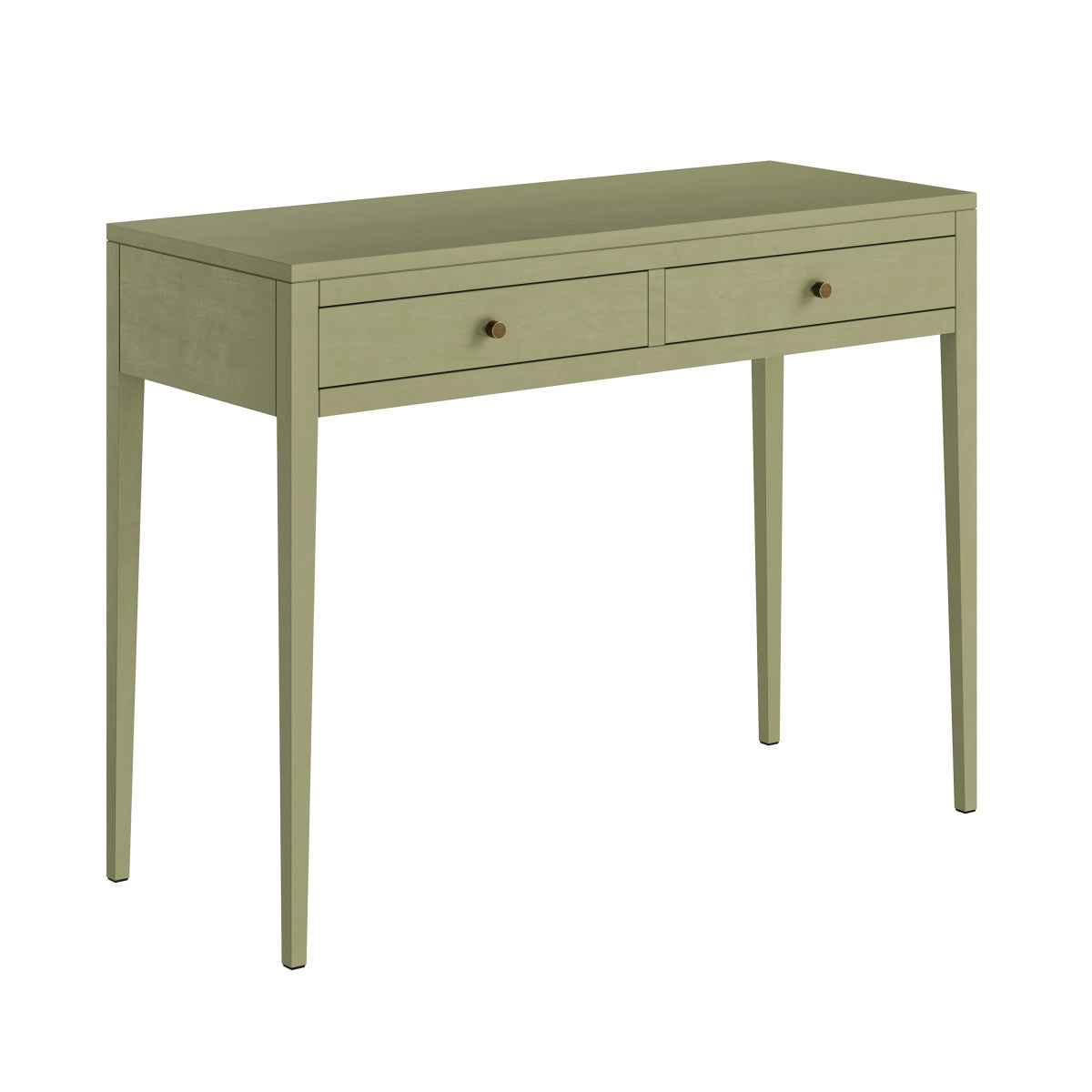 Radford Lichen Green Console Table – Solid Oak, Two Drawers