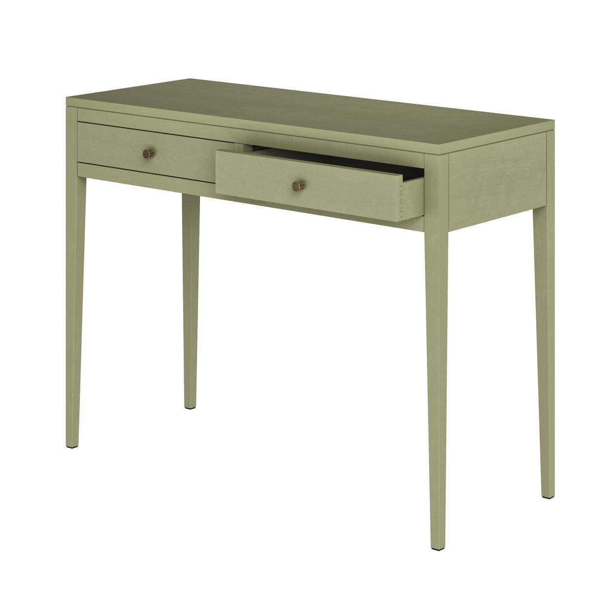 Radford Lichen Green Console Table – Solid Oak, Two Drawers