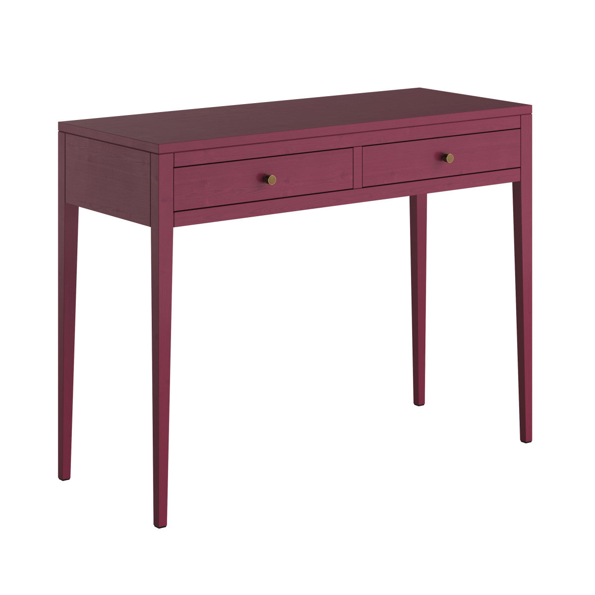 Radford Red Console Table – Solid Oak, Two Drawers, Round Handles
