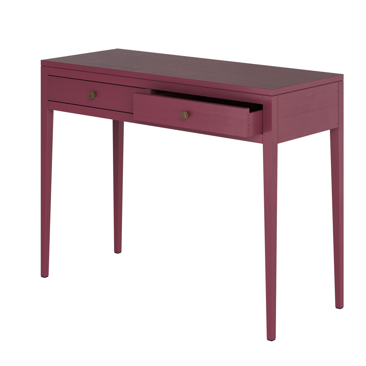 Radford Red Console Table – Solid Oak, Two Drawers, Round Handles