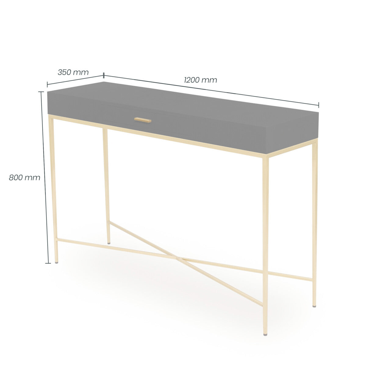 Berkeley Black Console Table | 1 Drawer & Gold Tapered Legs