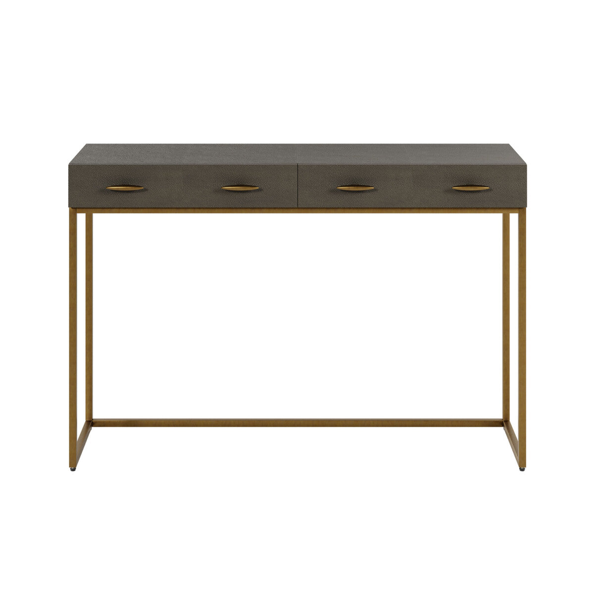 Hampton Console Table | Grey Shagreen with Brass Handles