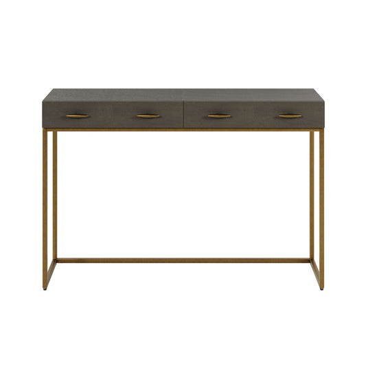 Hampton Console Table | Grey Shagreen with Brass Handles