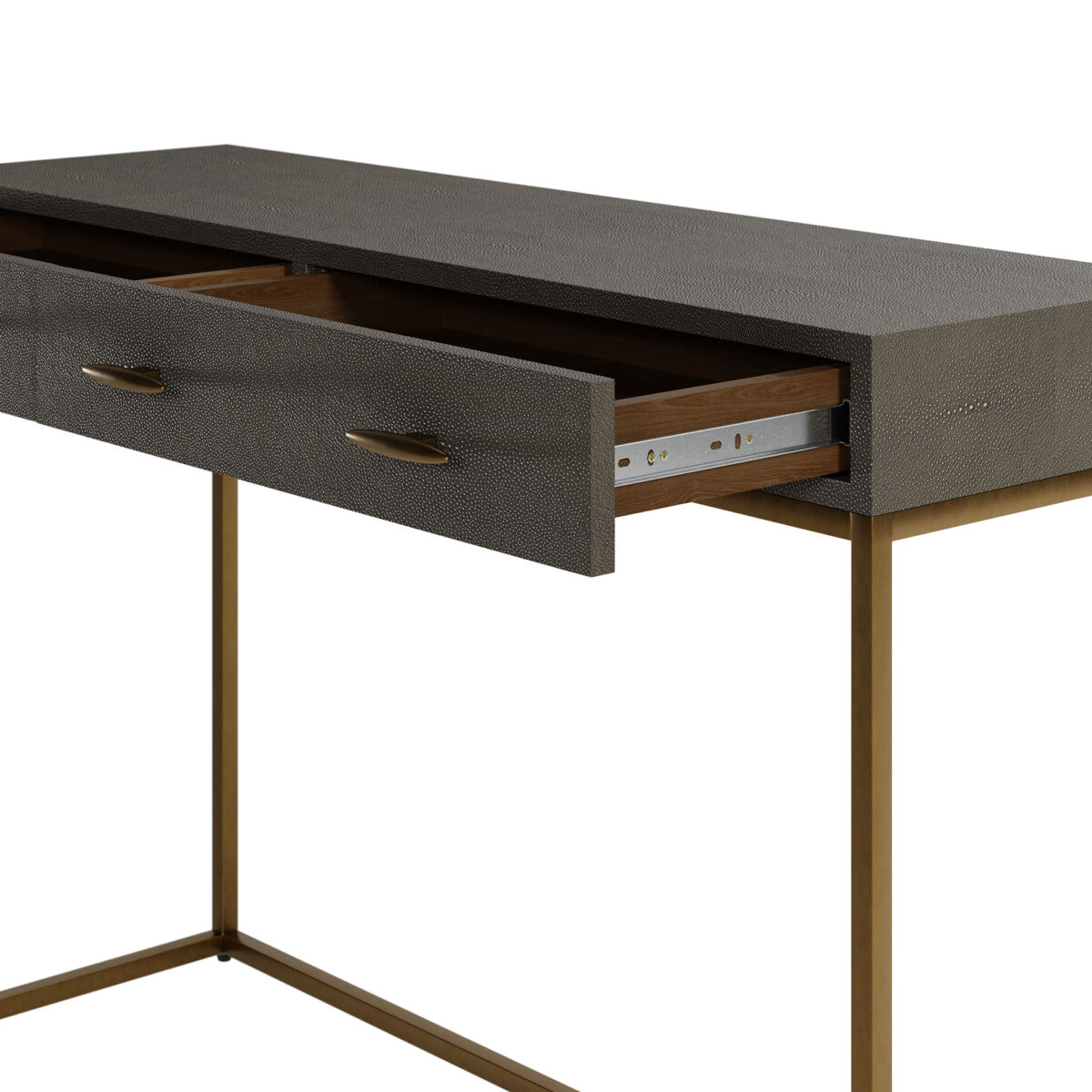 Hampton Console Table | Grey Shagreen with Brass Handles