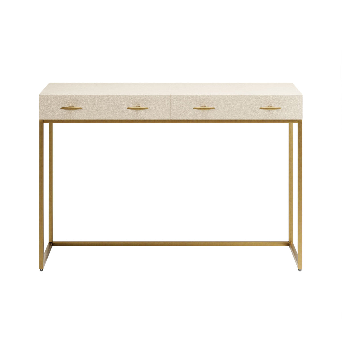 Hampton Console Table | Ivory Shagreen with Brass Handles