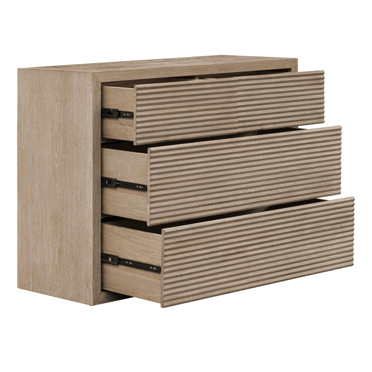 Wickham Ribbed Oak Chest of Drawers | 4 Soft-Close Push Drawers