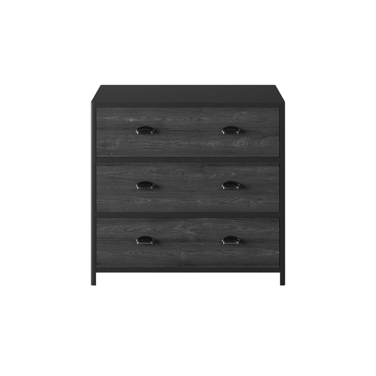 Grafton Chest of Drawers - Industrial Black with Oak & Concrete Top