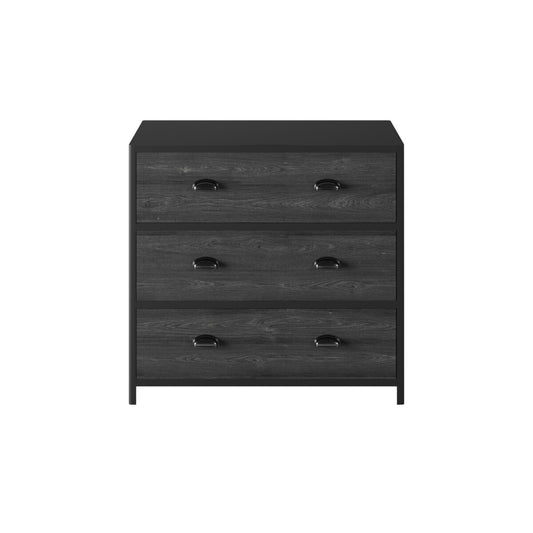 Grafton Chest of Drawers - Industrial Black with Oak & Concrete Top