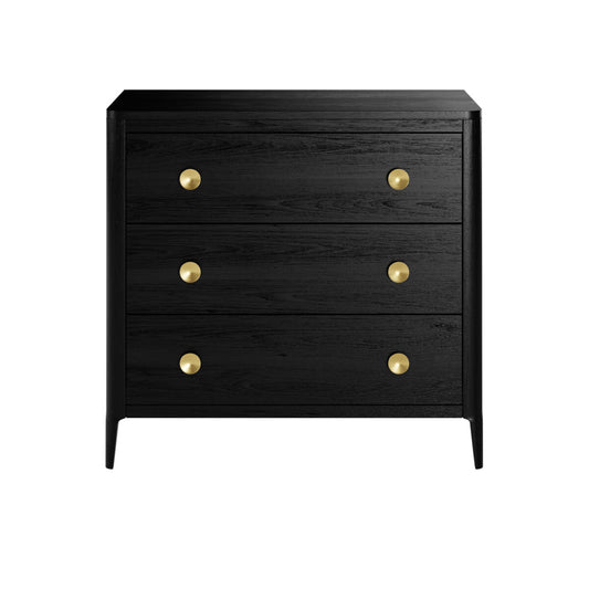 Abberley Black Chest of Drawers | 3 Drawers & Brass Handles