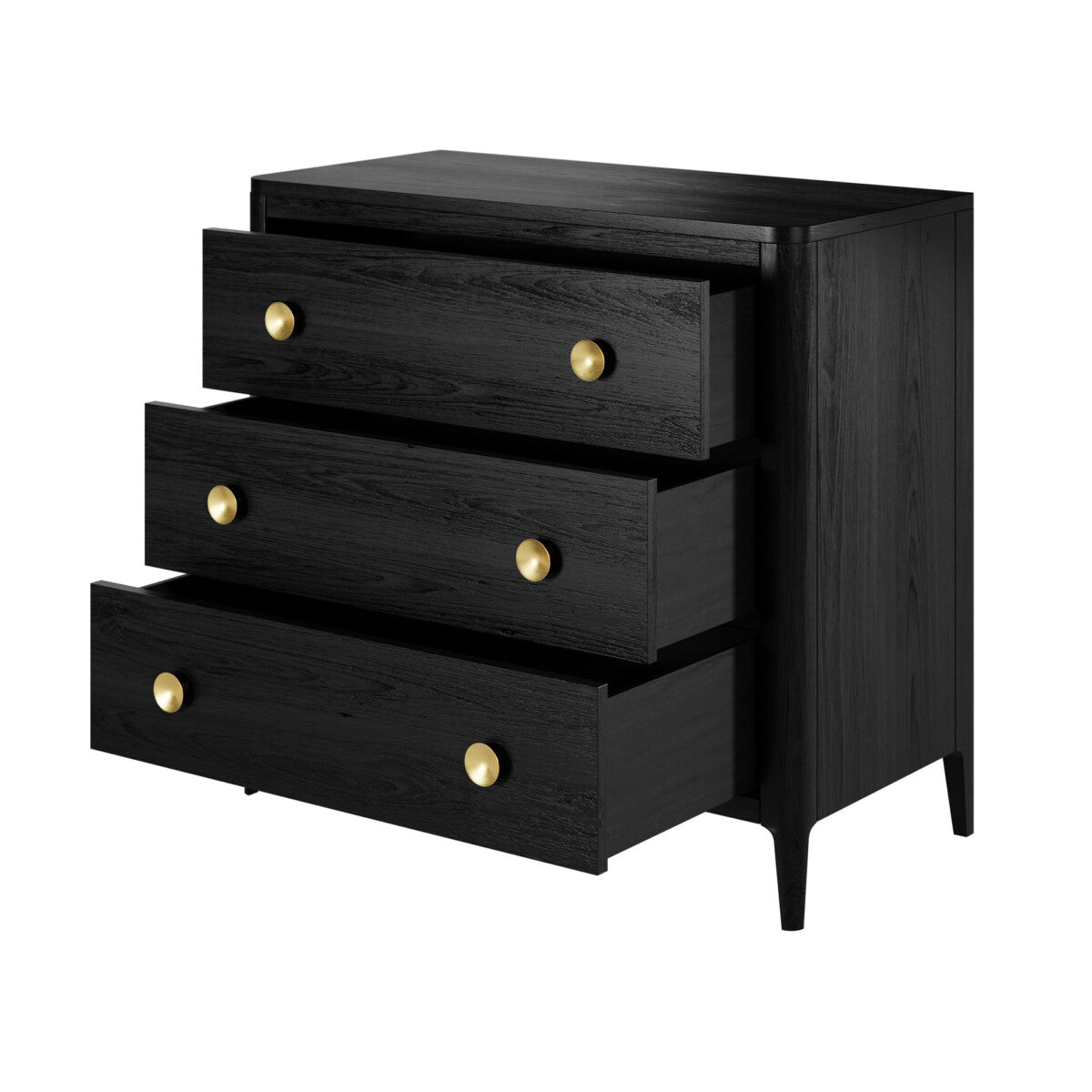Abberley Black Chest of Drawers | 3 Drawers & Brass Handles