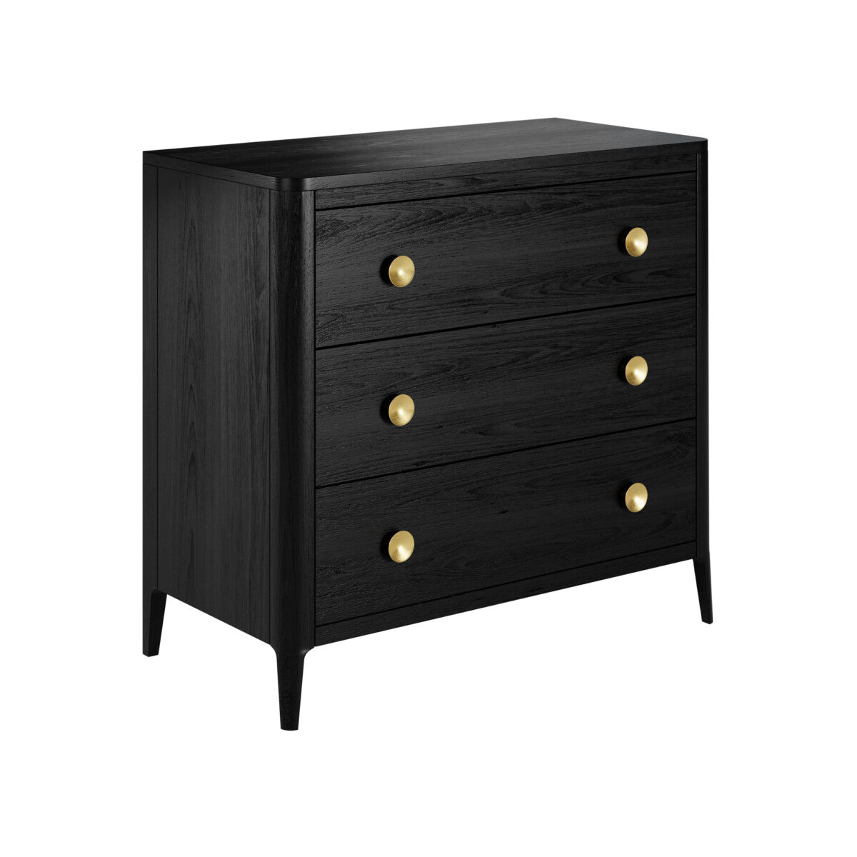 Abberley Black Chest of Drawers | 3 Drawers & Brass Handles