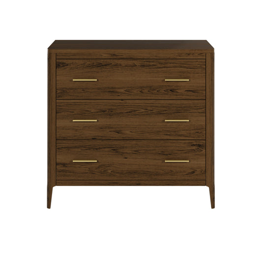Abberley Brown Chest of Drawers | 3 Drawers & Bronze Handles
