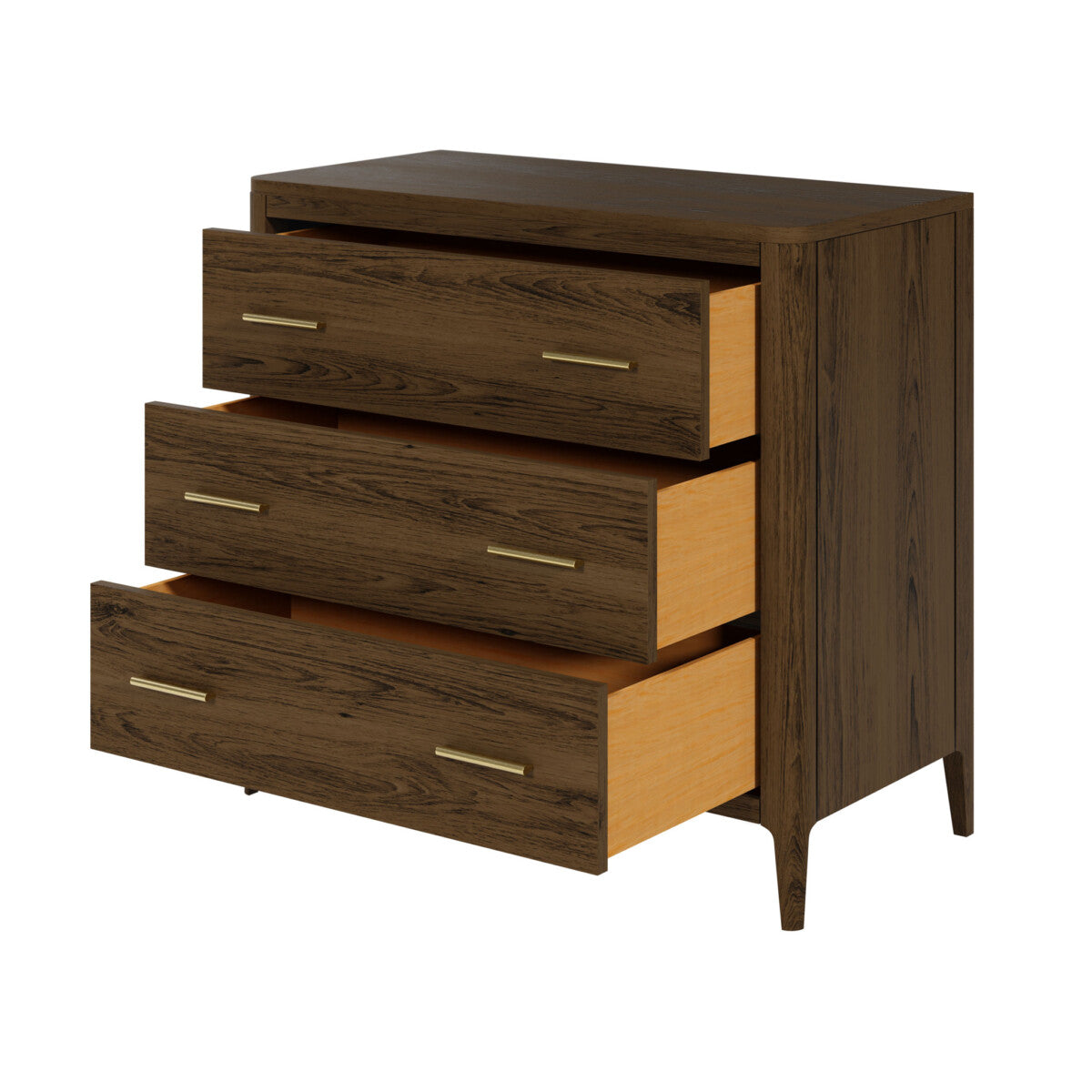 Abberley Brown Chest of Drawers | 3 Drawers & Bronze Handles