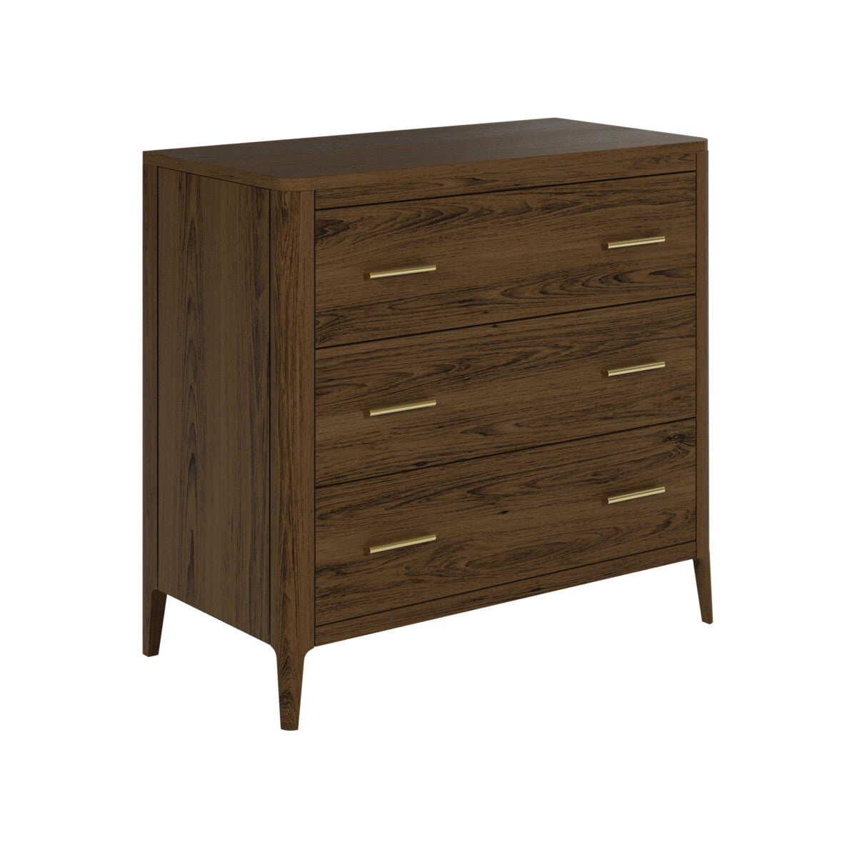 Abberley Brown Chest of Drawers | 3 Drawers & Bronze Handles