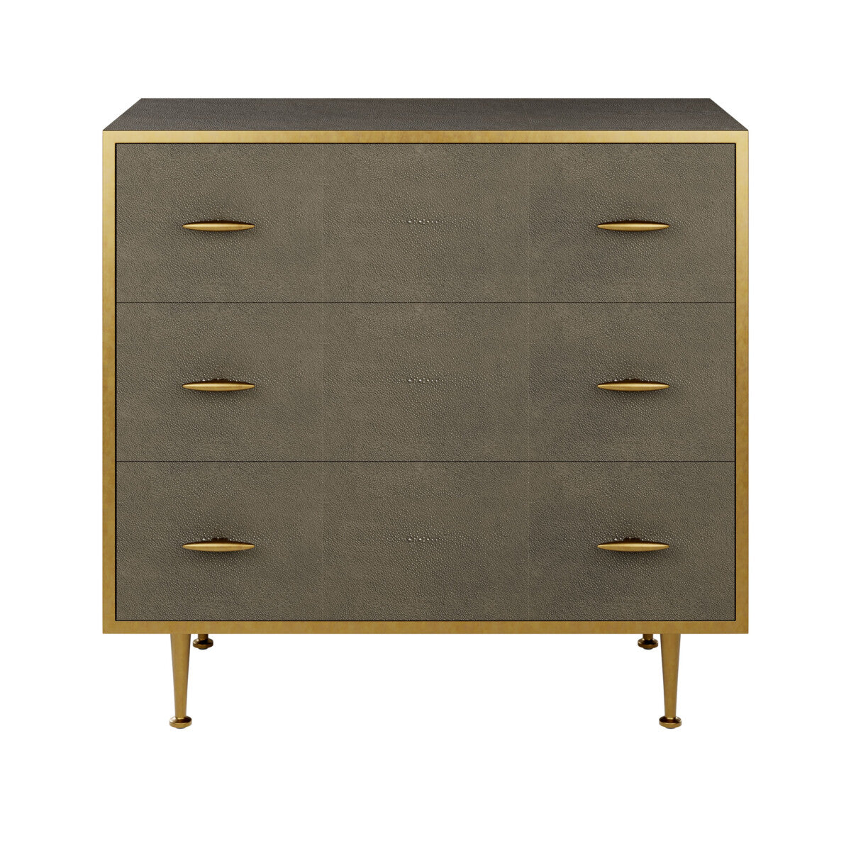 Hampton Chest of Drawers | Grey Shagreen with Brass Handles