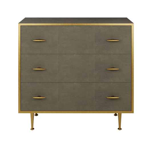 Hampton Chest of Drawers | Grey Shagreen with Brass Handles