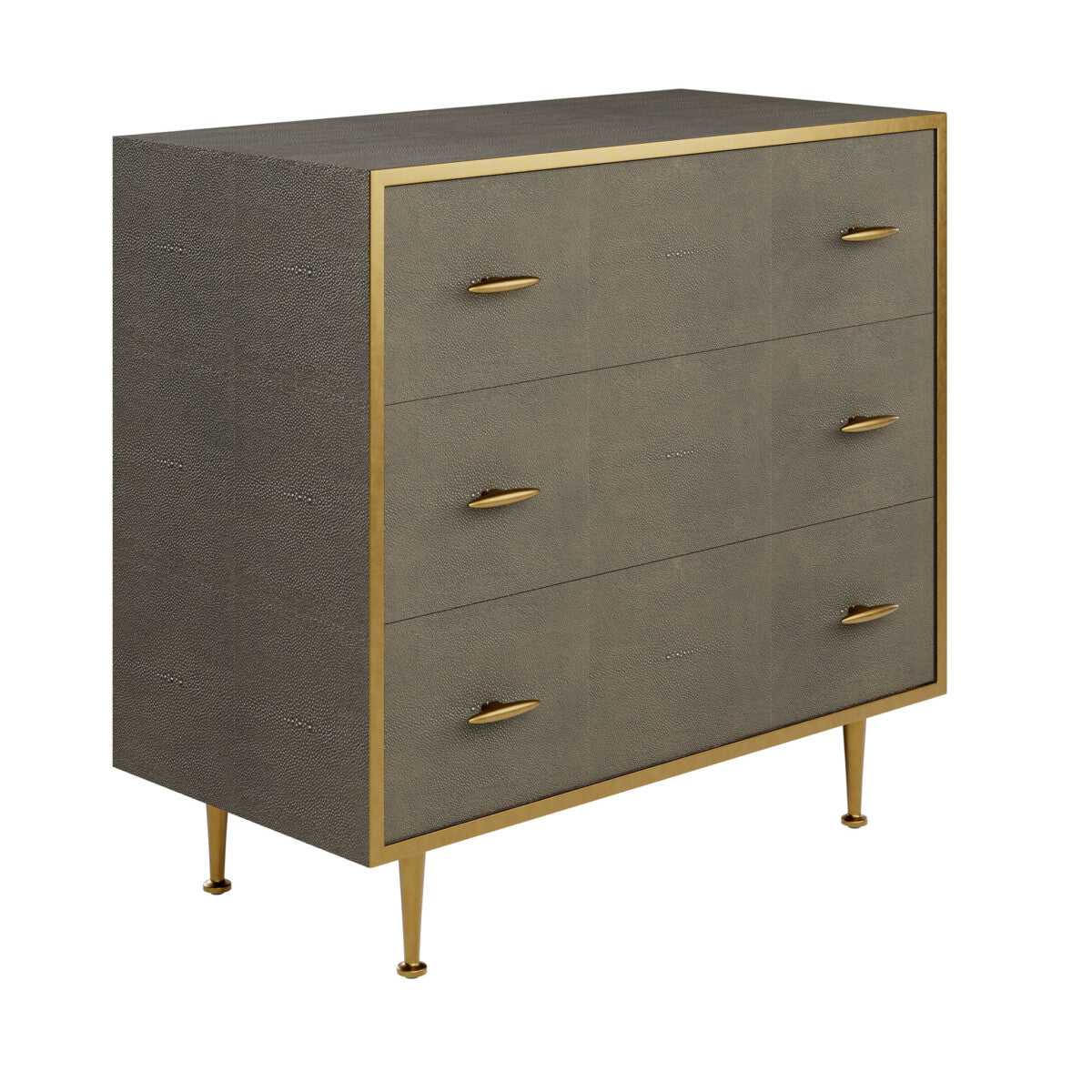 Hampton Chest of Drawers | Grey Shagreen with Brass Handles