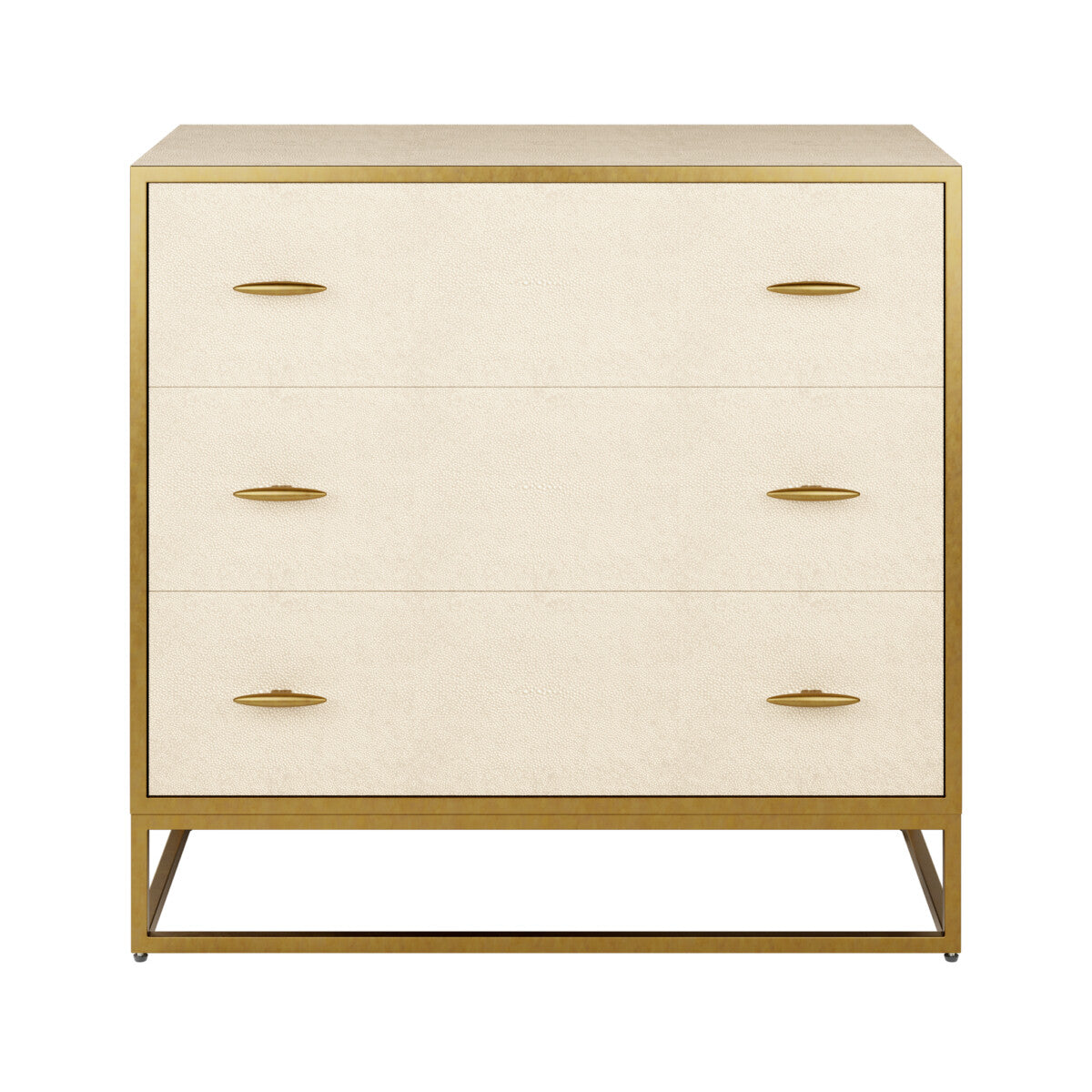 Hampton Chest of Drawers | Ivory Shagreen with Brass Handles
