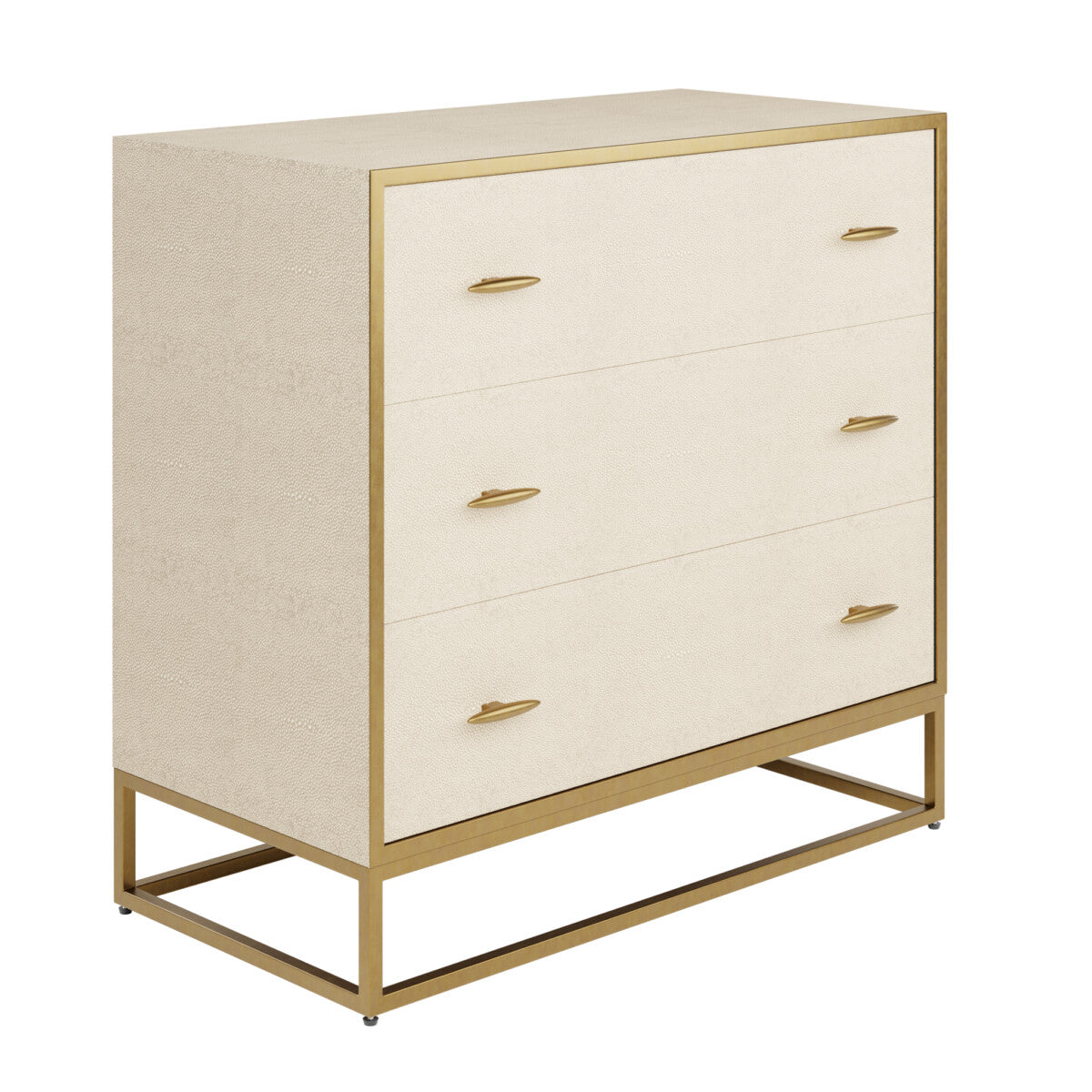 Hampton Chest of Drawers | Ivory Shagreen with Brass Handles