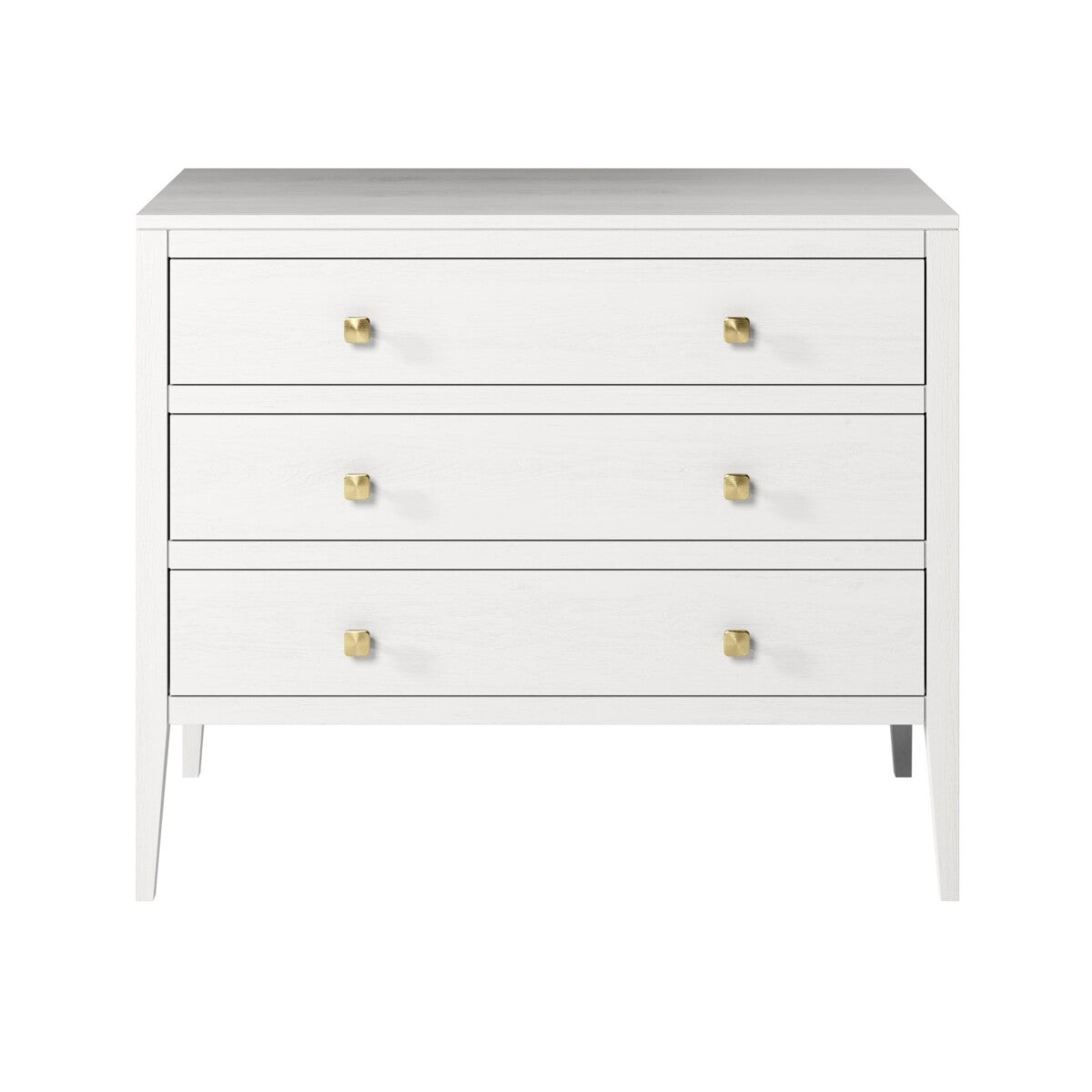 Radford White Chest of Drawers | 3 Drawers, Brass-Style Handles