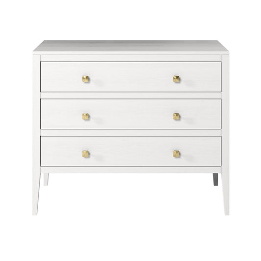 Radford White Chest of Drawers | 3 Drawers, Brass-Style Handles