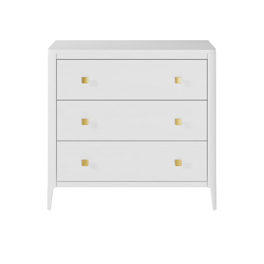 Abberley White Chest of Drawers | 3 Drawers & Gold Handles