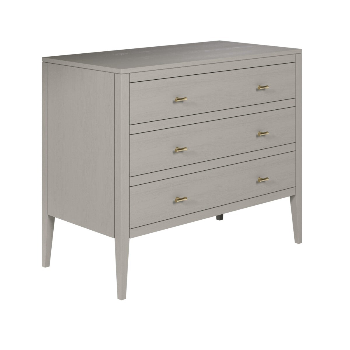 Radford Grey Chest of Drawers | 3 Drawers, Brass-Style Handles