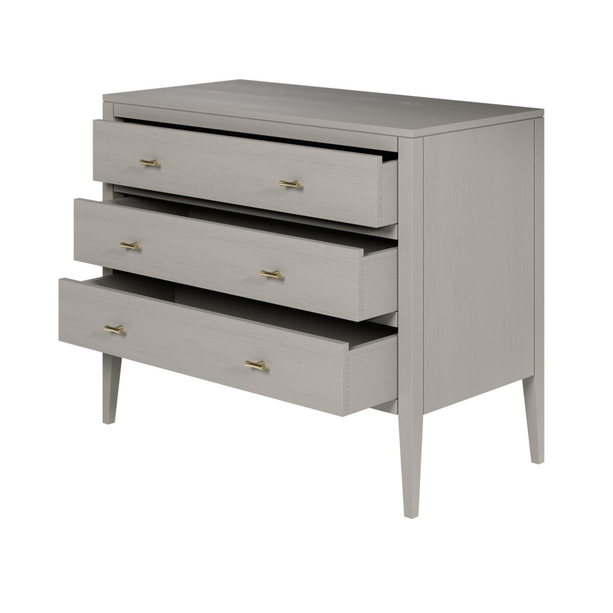 Radford Grey Chest of Drawers | 3 Drawers, Brass-Style Handles
