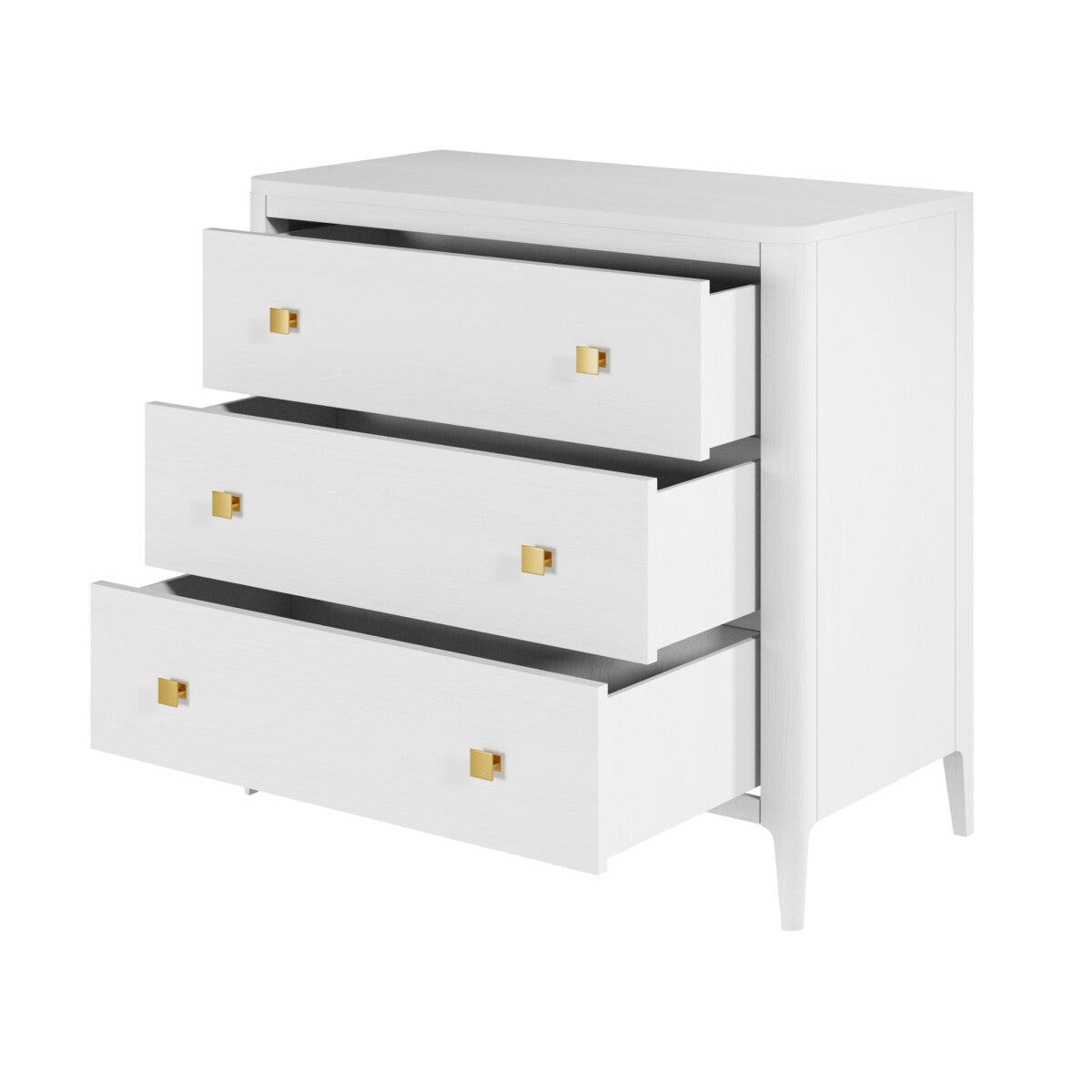 Abberley White Chest of Drawers | 3 Drawers & Gold Handles