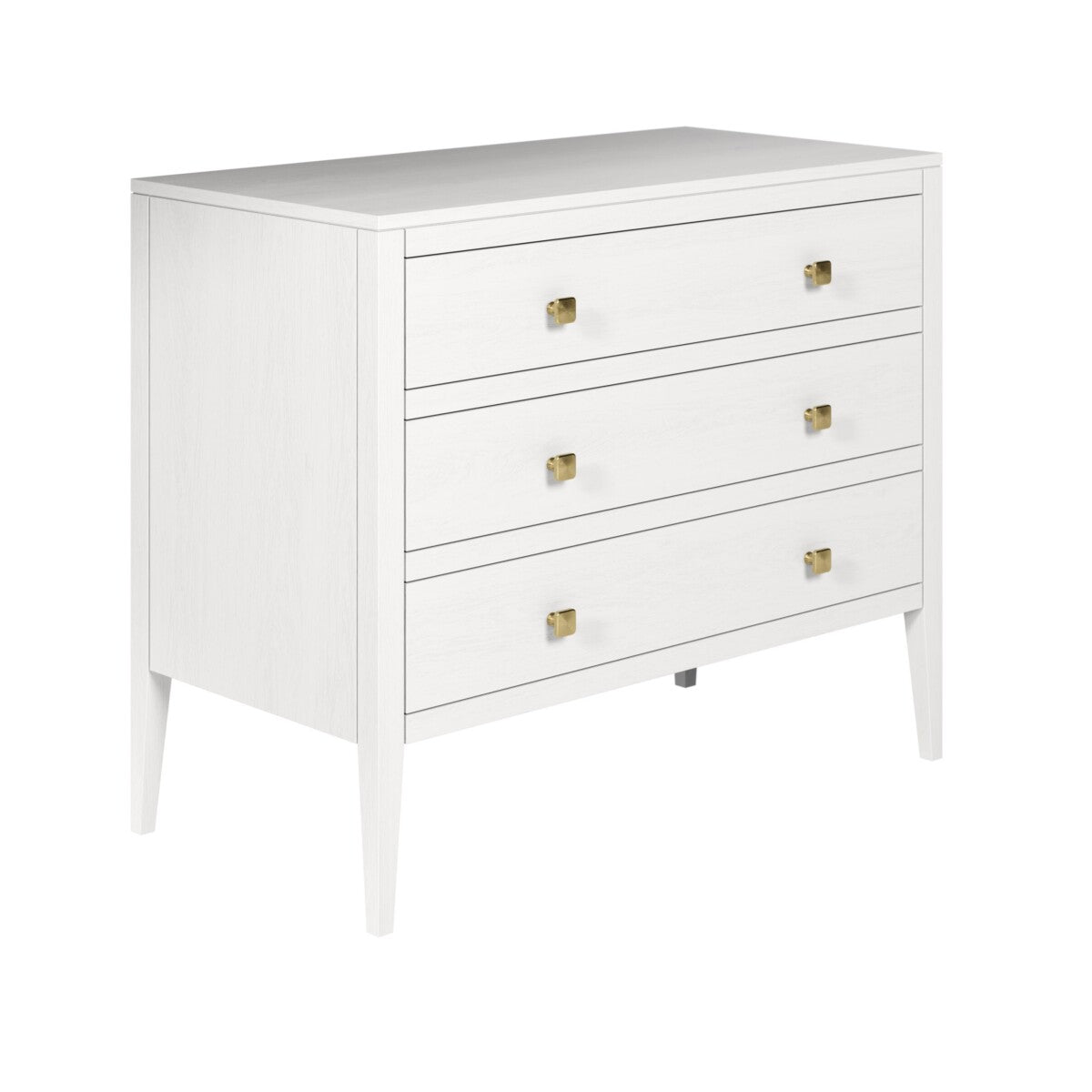 Radford White Chest of Drawers | 3 Drawers, Brass-Style Handles